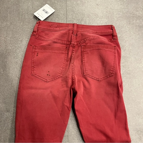 Free People Red‎ Ankle Saddle Skinny Distressed Jeans Size 28 - Picture 6 of 7